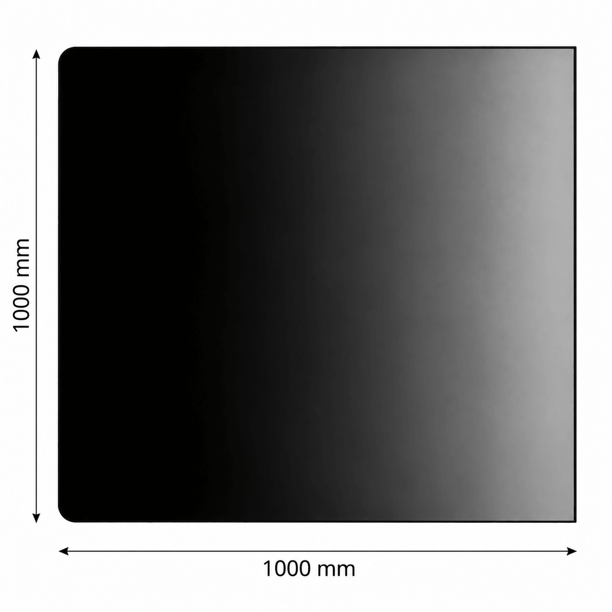 Fyrkantig golvplåt – 1000 × 1000 mm – svart stål