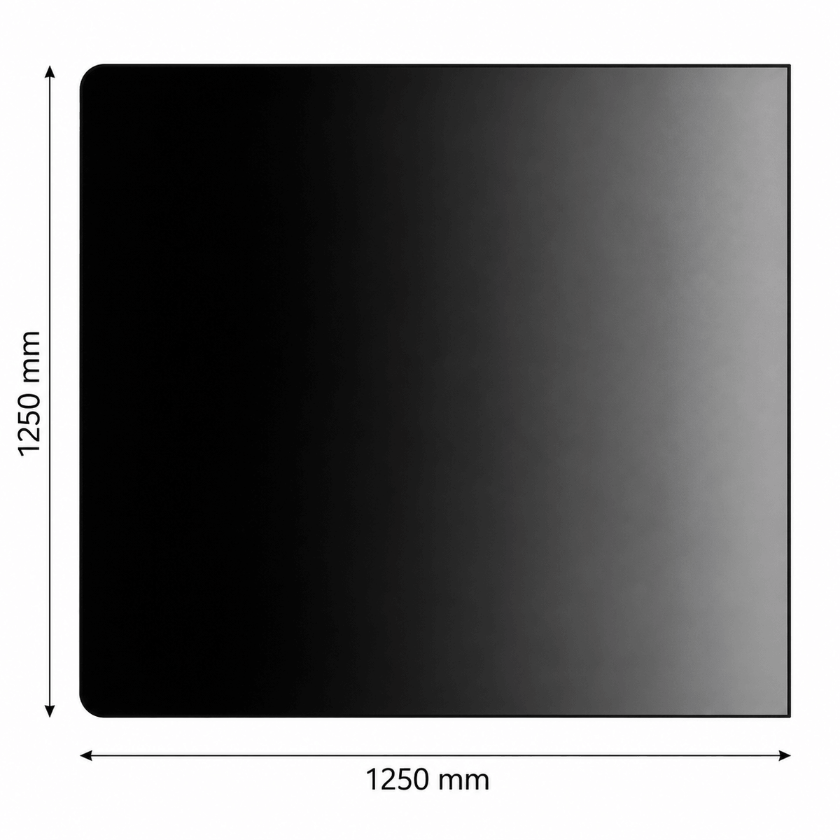 Fyrkantig golvplåt – 1250 × 1250 mm – svart stål