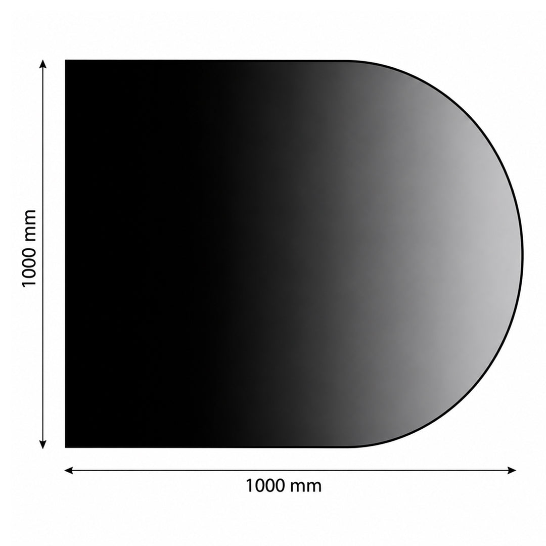 Halvrund golvplåt – 1000 × 1000 mm – svart stål
