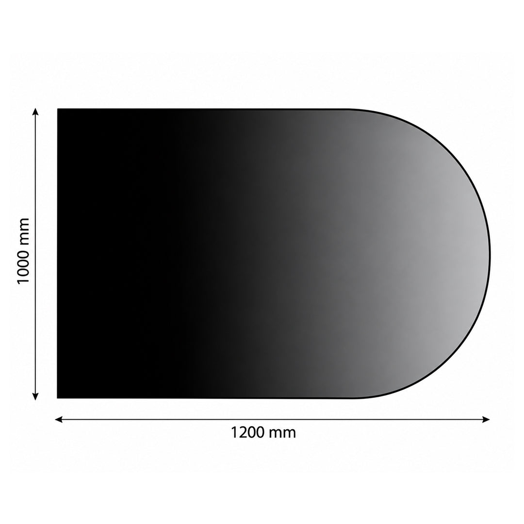 Halvrund golvplåt – 1000 × 1200 mm – svart stål