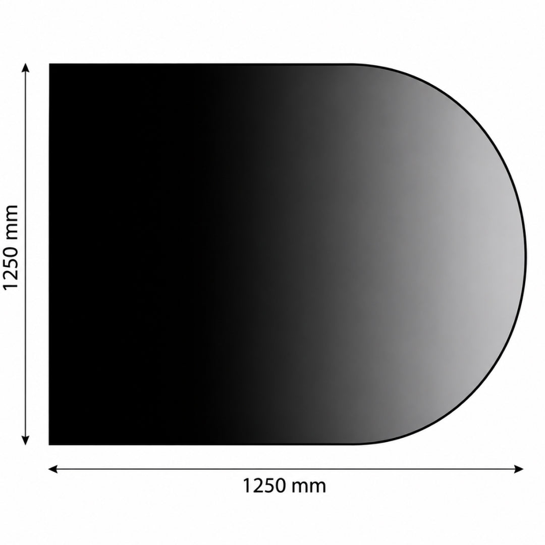 Halvrund golvplåt – 1250 × 1250 mm – svart stål