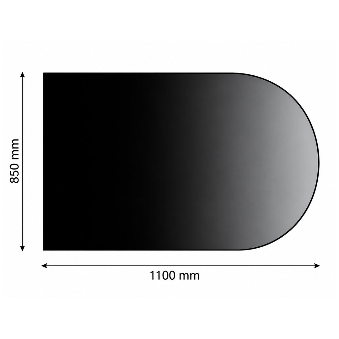 Halvrund golvplåt – 850 × 1100 mm – svart stål