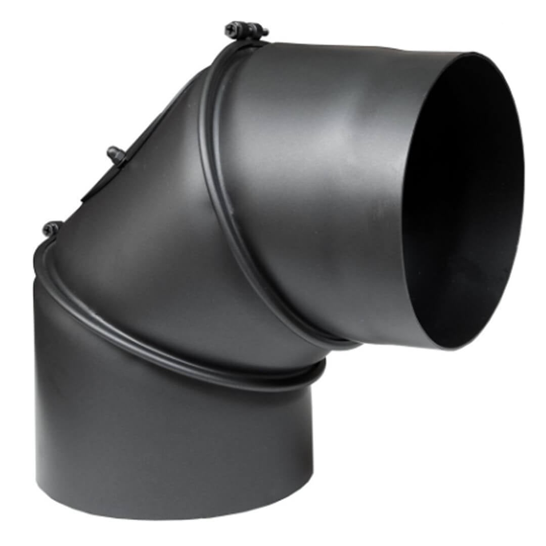 Justerbar rökrörsböj Ø130 mm, svart stål